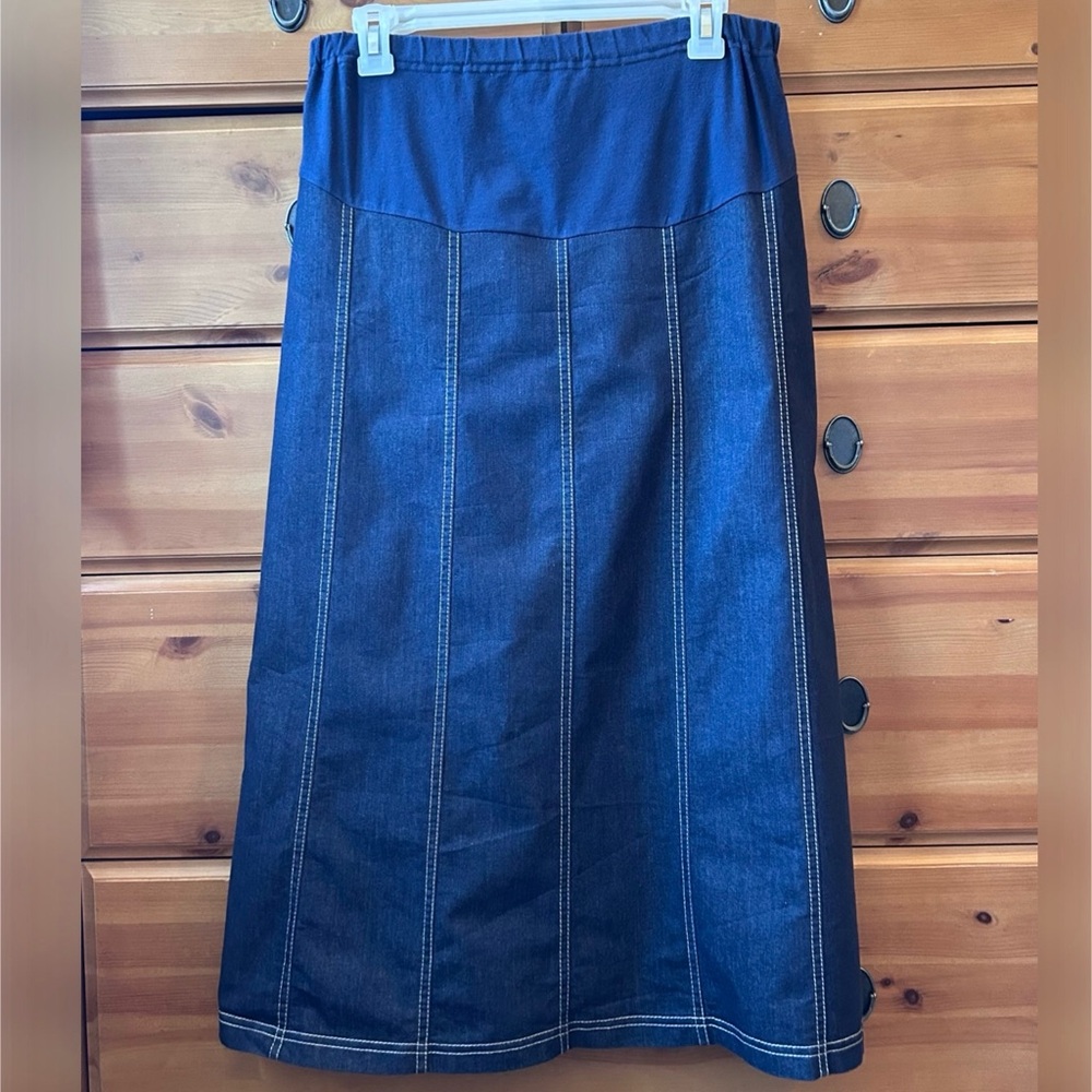 New Creation Maternity Maxi Skirt S33 Size Small Dark Denim